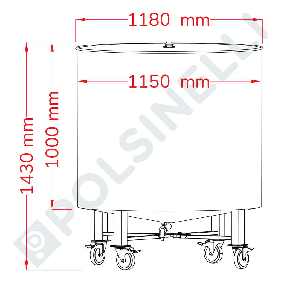 Réservoir inox avec roues de 1000 L