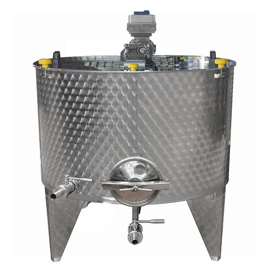 Réservoir motorisé en acier inoxydable conique 10° 1500 L avec variateur et trappe de vidange Ø300