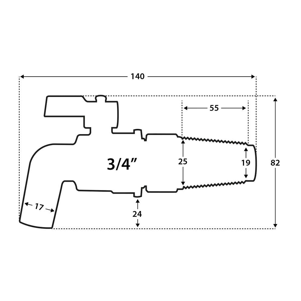 Robinet inox 3/4" avec cône en acier pour barils