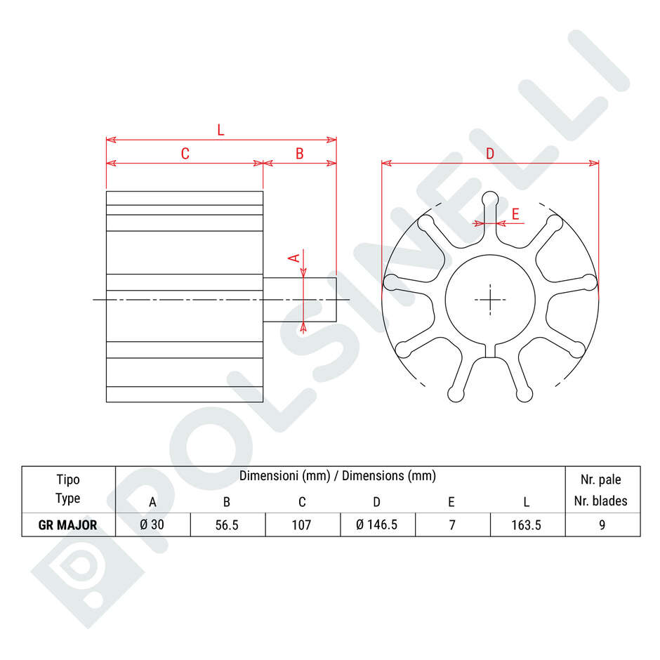Rodete EPDM para GR MAJOR