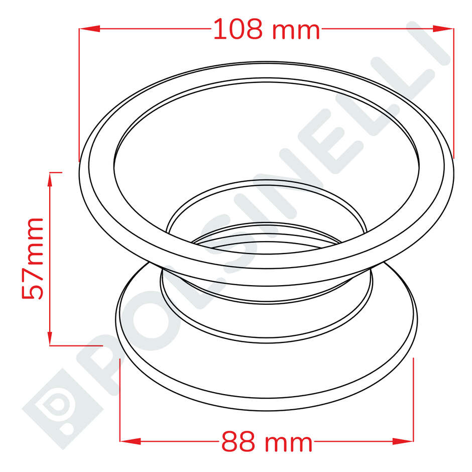 Réduction inox Garolla 80 x 60