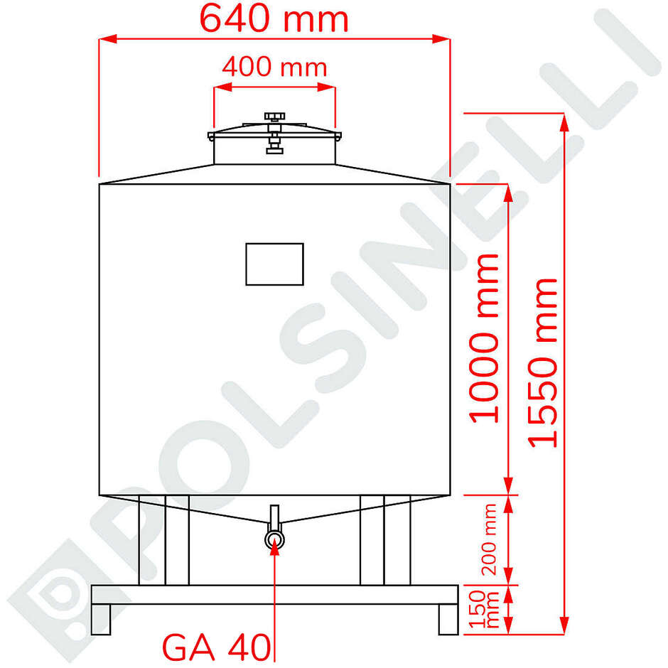 Réservoir inox 300 L Conique 10° Palettisable