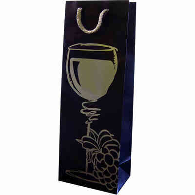 Sac pour 1 bouteille en couleur bleu avec calice en couleur argent (100 pcs)