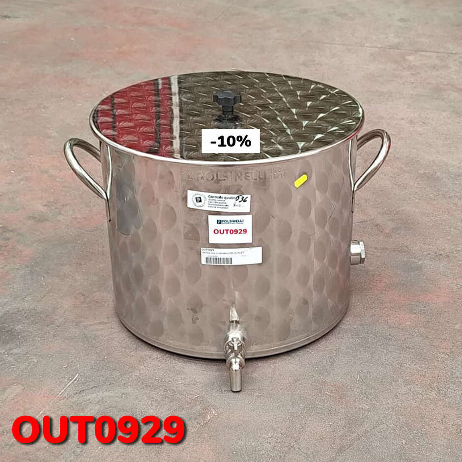 SAÍDA - Panela de aço inoxidável com torneira, 50 L