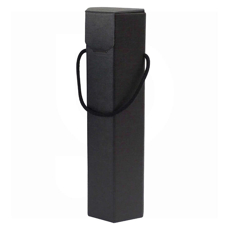 Coffret hexagonal noir avec cordelettes pour 1 bouteille (10 pcs)