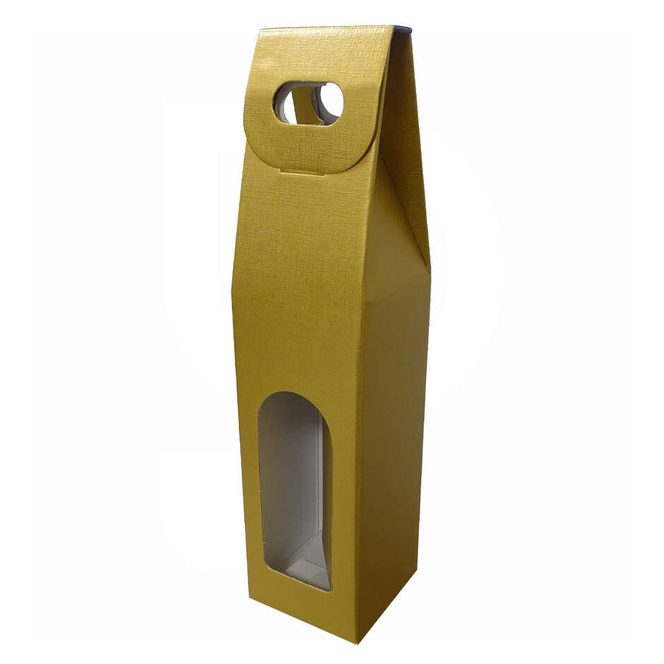 Scatola per bottiglie oro effetto fibra 1 posto (50 pezzi)