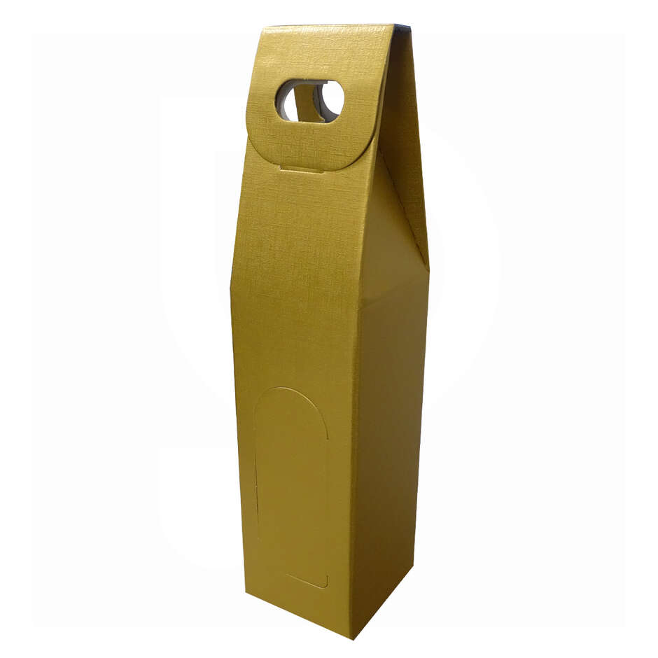 Scatola per bottiglie oro effetto fibra 1 posto (50 pezzi)