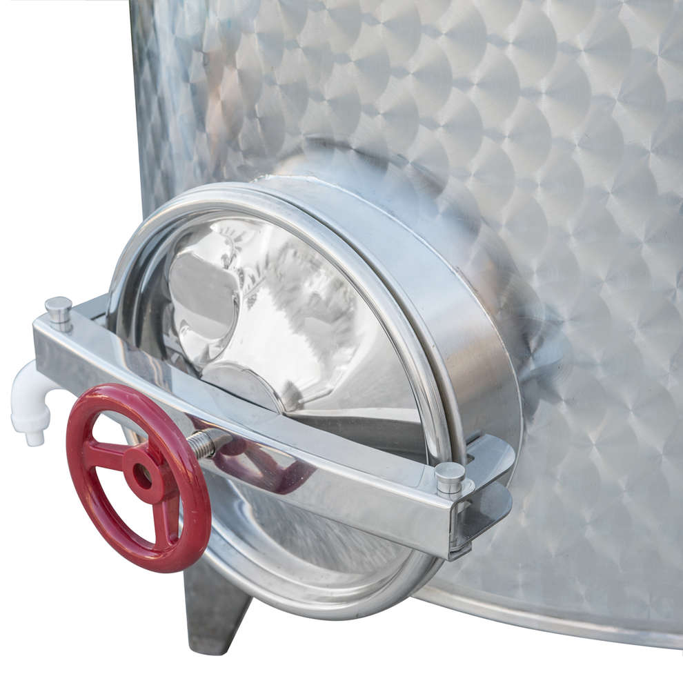 Serbatoio Inox 1000 L Conico 10° con Galleggiante ad Aria e Portella Ø300