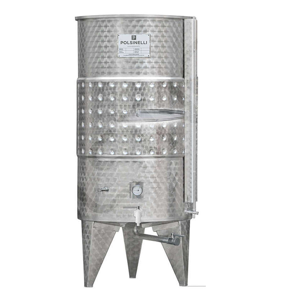 Serbatoio inox 1000 L fondo conico 10° refrigerato con galleggiante ad aria 