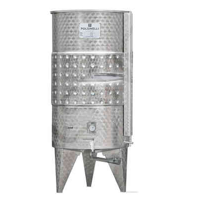 Serbatoio inox 1000 L fondo conico 10° refrigerato con galleggiante ad aria 