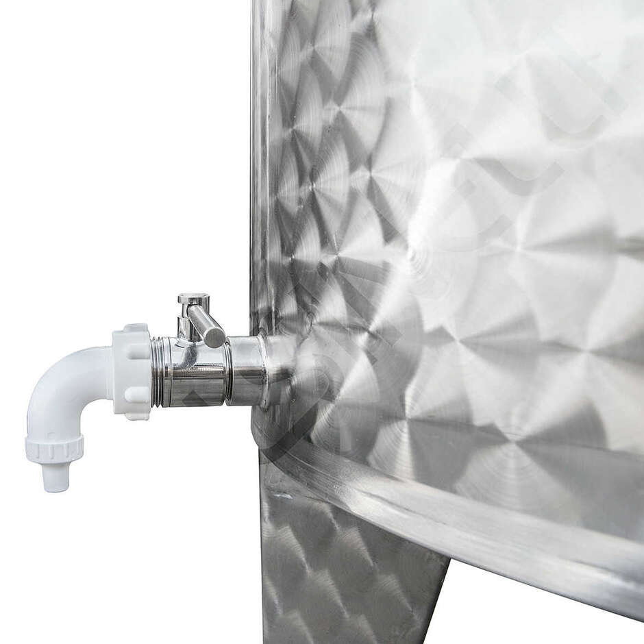 Serbatoio inox 1000 L fondo conico 10° refrigerato con galleggiante ad aria 