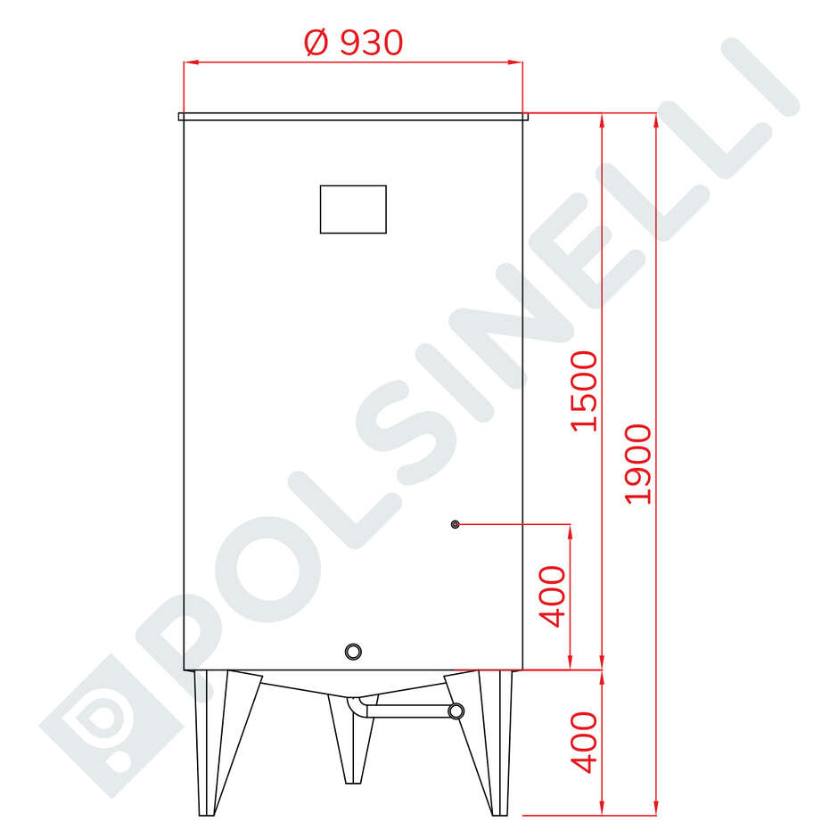 Serbatoio inox 1000 L fondo conico galleggiante ad aria