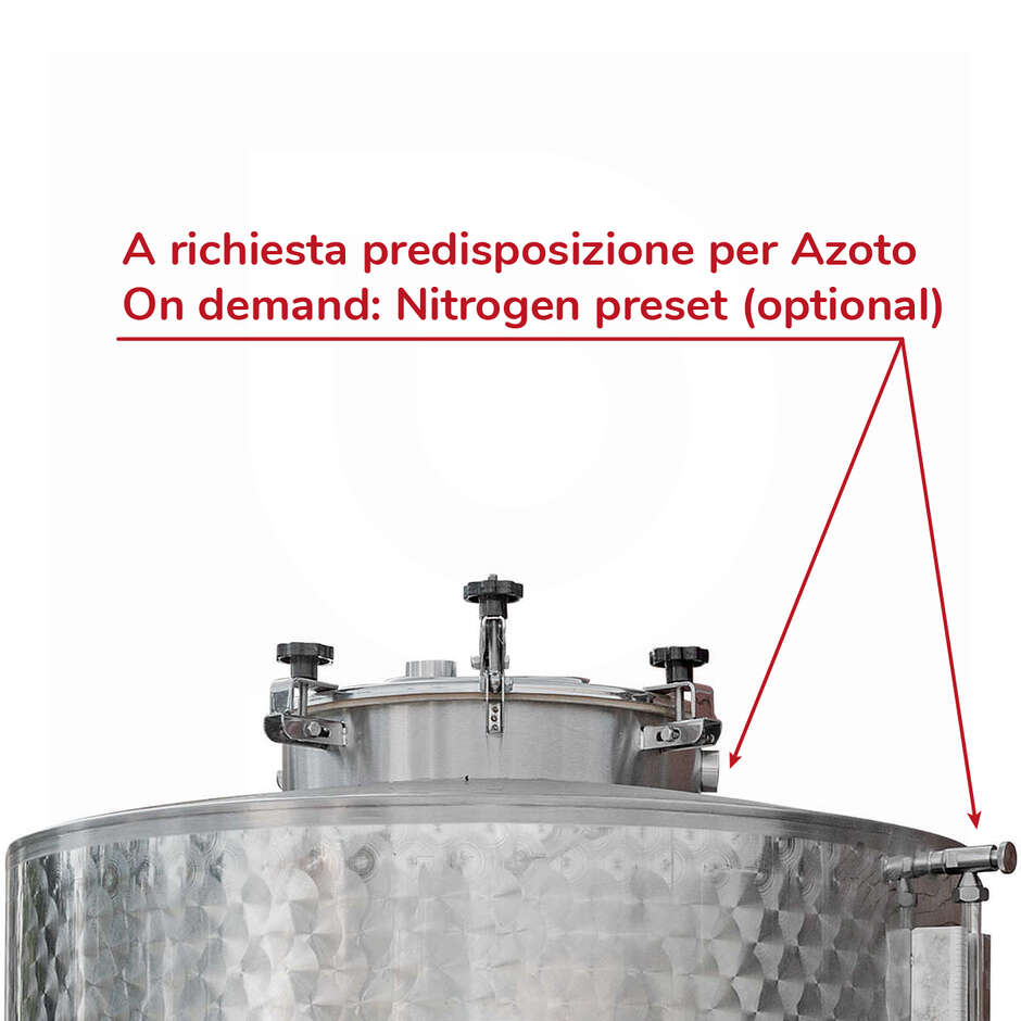 Serbatoio Inox 1000L Conico 10° Refrigerato da Stoccaggio con Portella Ø300