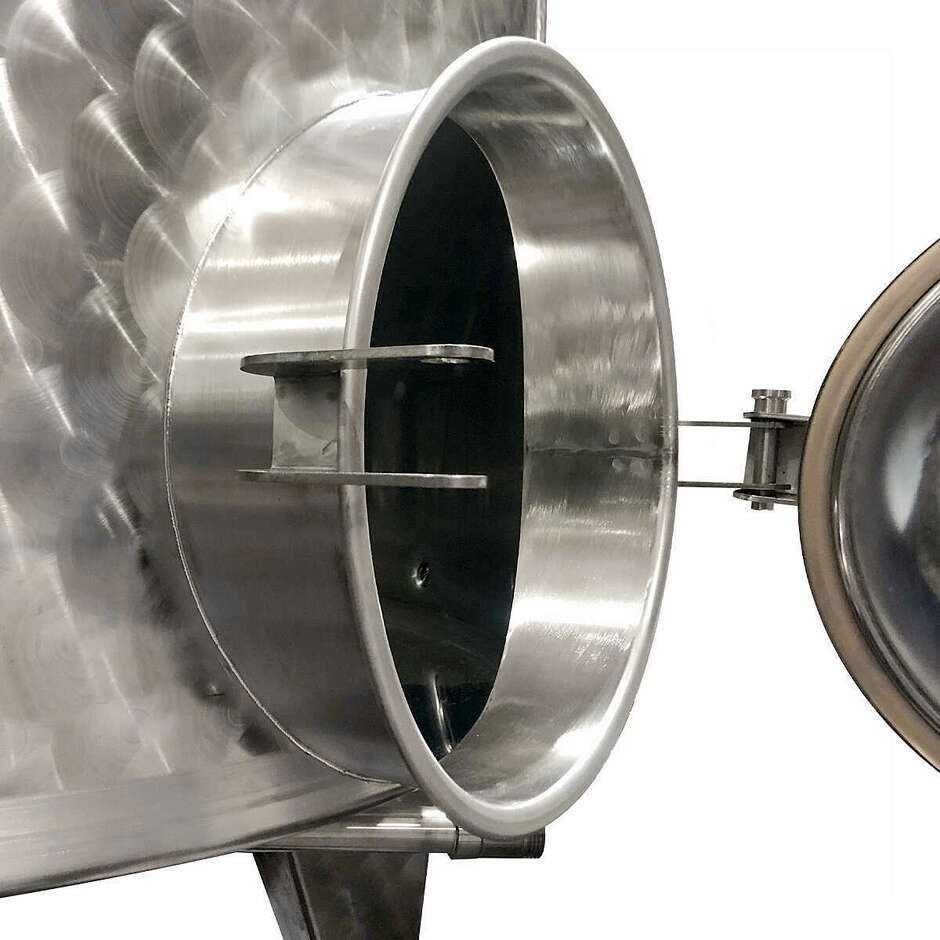 Serbatoio Inox 2500 L Conico 10° con Galleggiante ad Aria e Portella Ø400