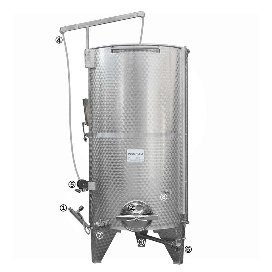 Serbatoio Inox 2500 L Conico 10° con Galleggiante ad Aria e Portella Ø400