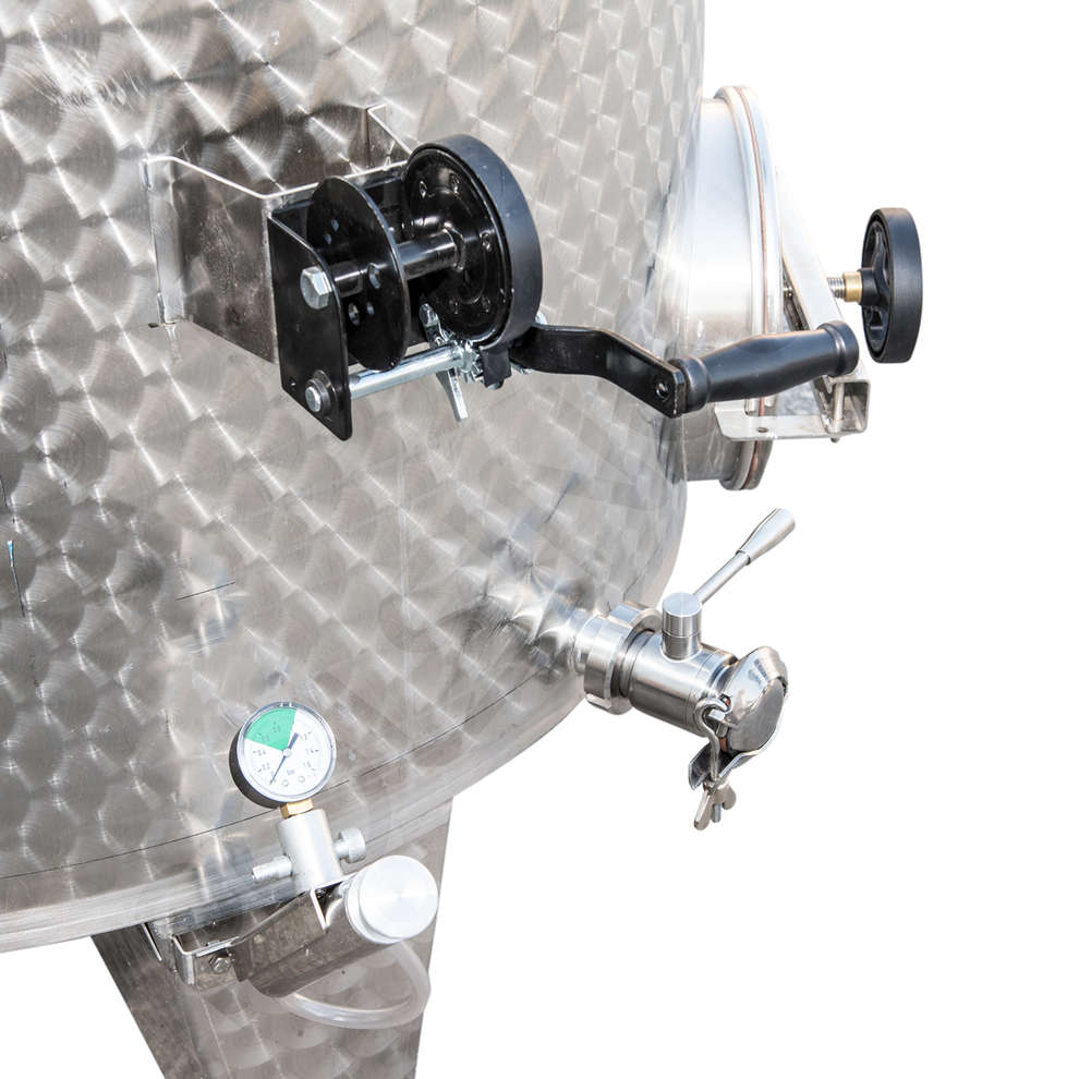 Serbatoio Inox 2500 L Conico 10° con Galleggiante ad Aria e Portella Ø400