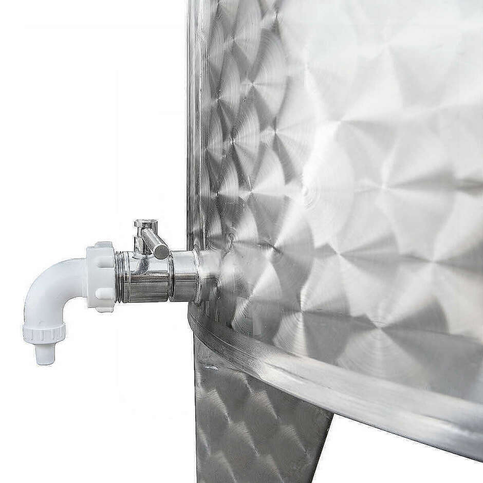 Serbatoio Inox 300 L Conico 10° Refrigerato con Galleggiante ad Aria e Portella Ø300