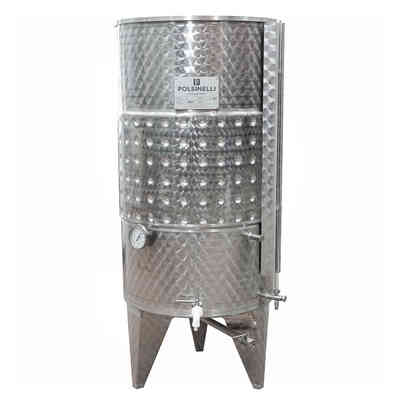 Serbatoio inox 500 L fondo conico 10° refrigerato con galleggiante ad aria