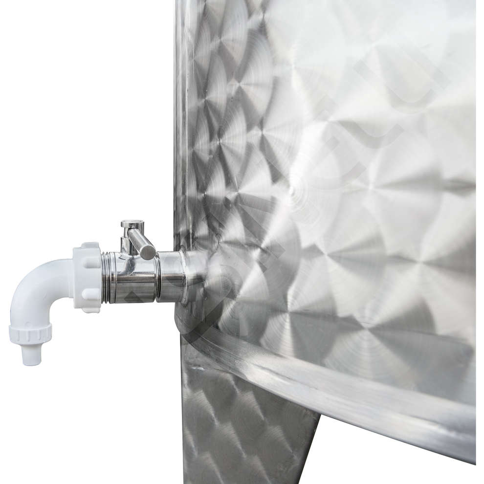 Serbatoio inox 500 L fondo conico 10° refrigerato con galleggiante ad aria