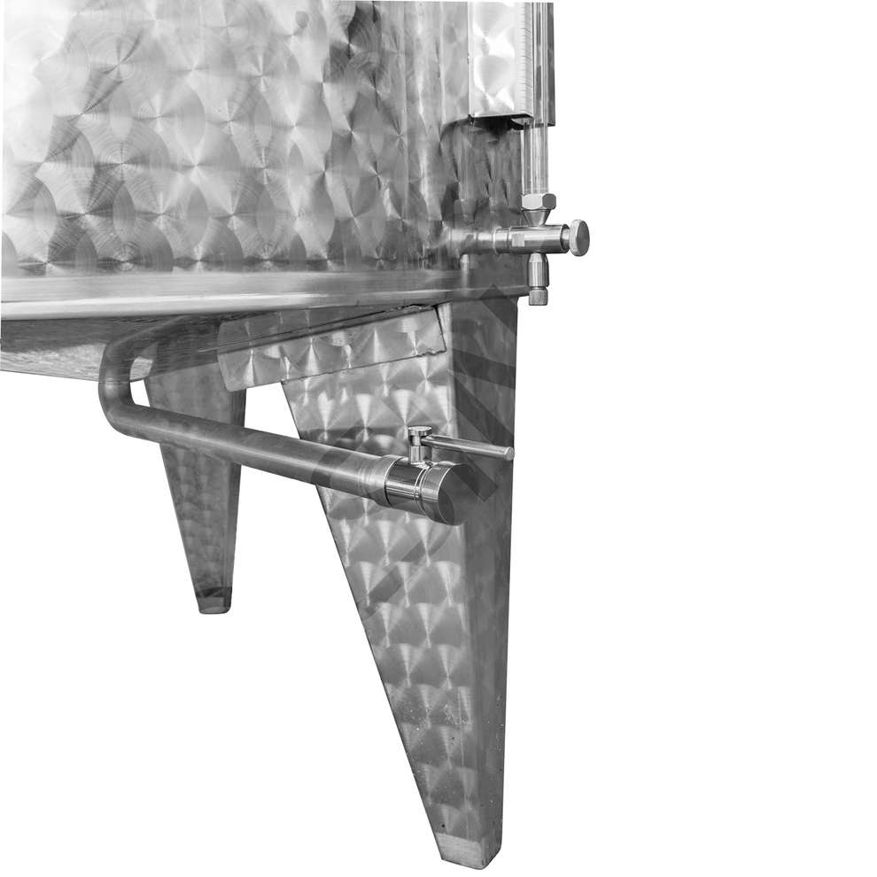 Serbatoio inox 500 L fondo conico 10° refrigerato con galleggiante ad aria