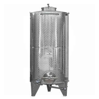 Serbatoio Inox 5000 L Conico 10° da Stoccaggio con Portella Ø400