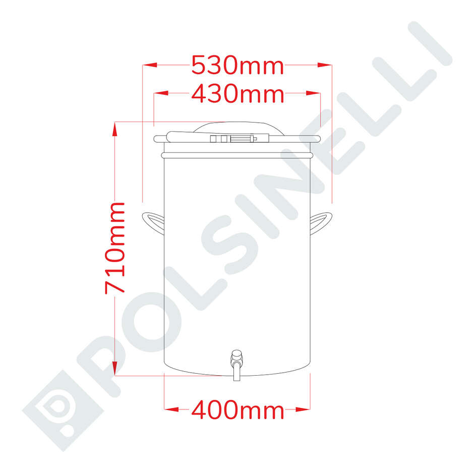 Serbatoio inox con coperchio a fascetta 75 L
