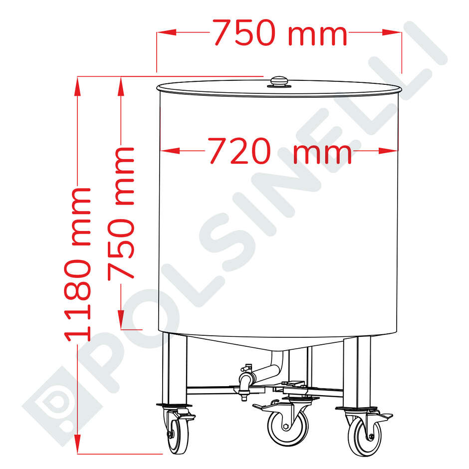 Edelstahlbehälter 300 Liter mit konischem Boden