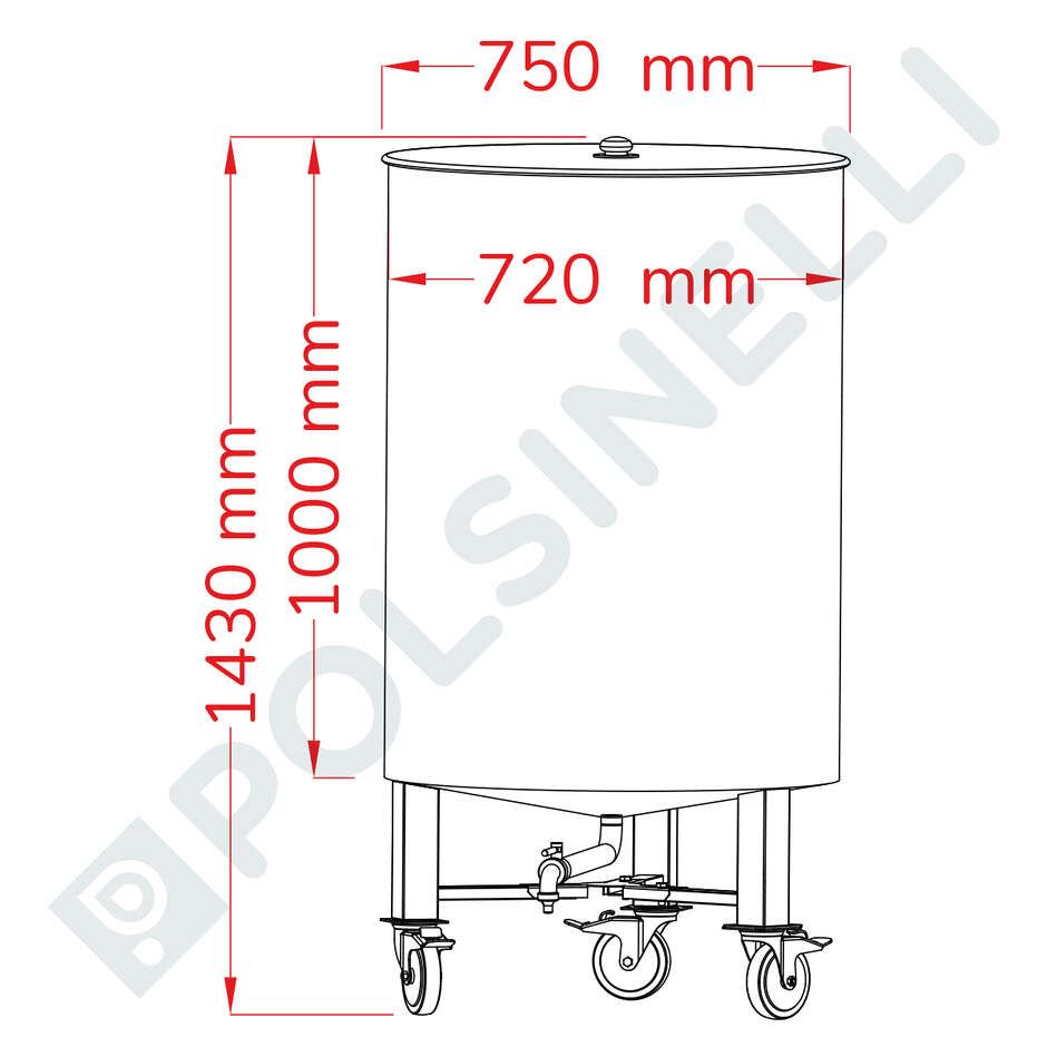 Serbatoio inox con ruote 400 L
