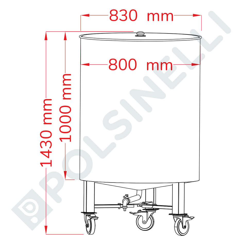 Serbatoio inox con ruote 500 L