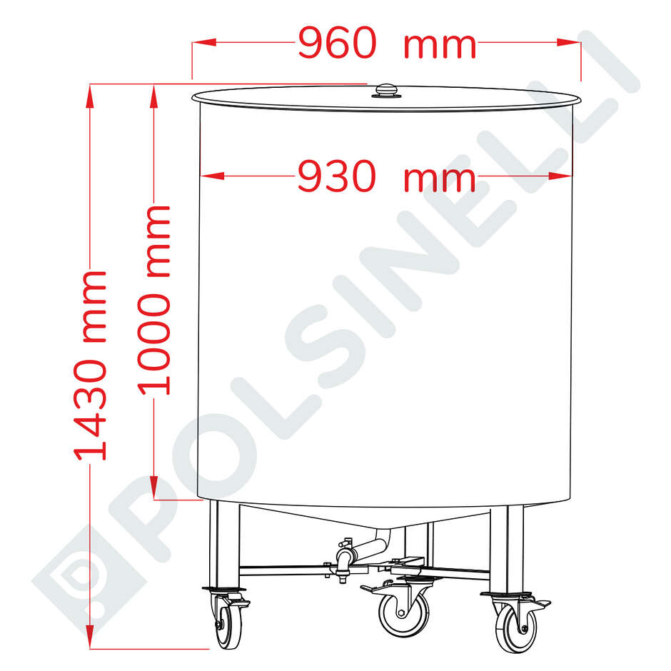 Serbatoio inox con ruote 700 L