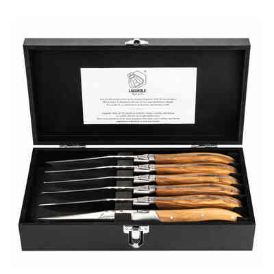 Set de 6 cuchillos Luxury Line – Madera de Olivo para bistec 10,5 cm