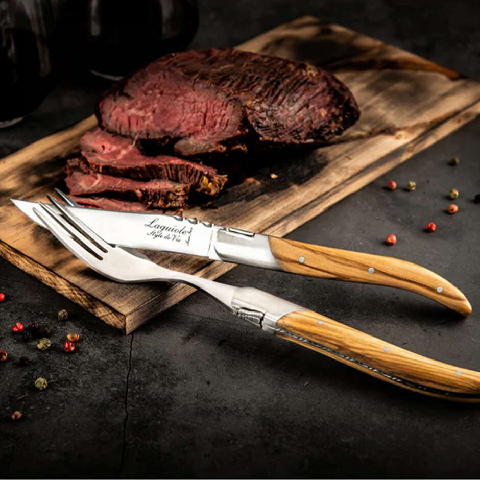 Set de 6 cuchillos Luxury Line – Madera de Olivo para bistec 10,5 cm