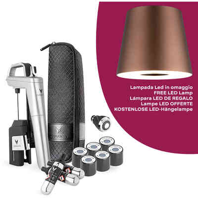 Sistema di Mescita Coravin Timeless Six+ Silver per Vini Fermi + Lampada Led in omaggio