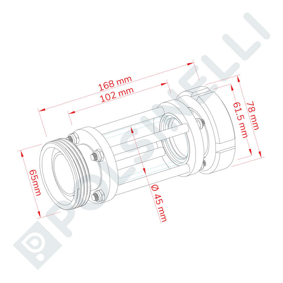 Specola visiva lineare inox AISI 304 DIN 40 M 