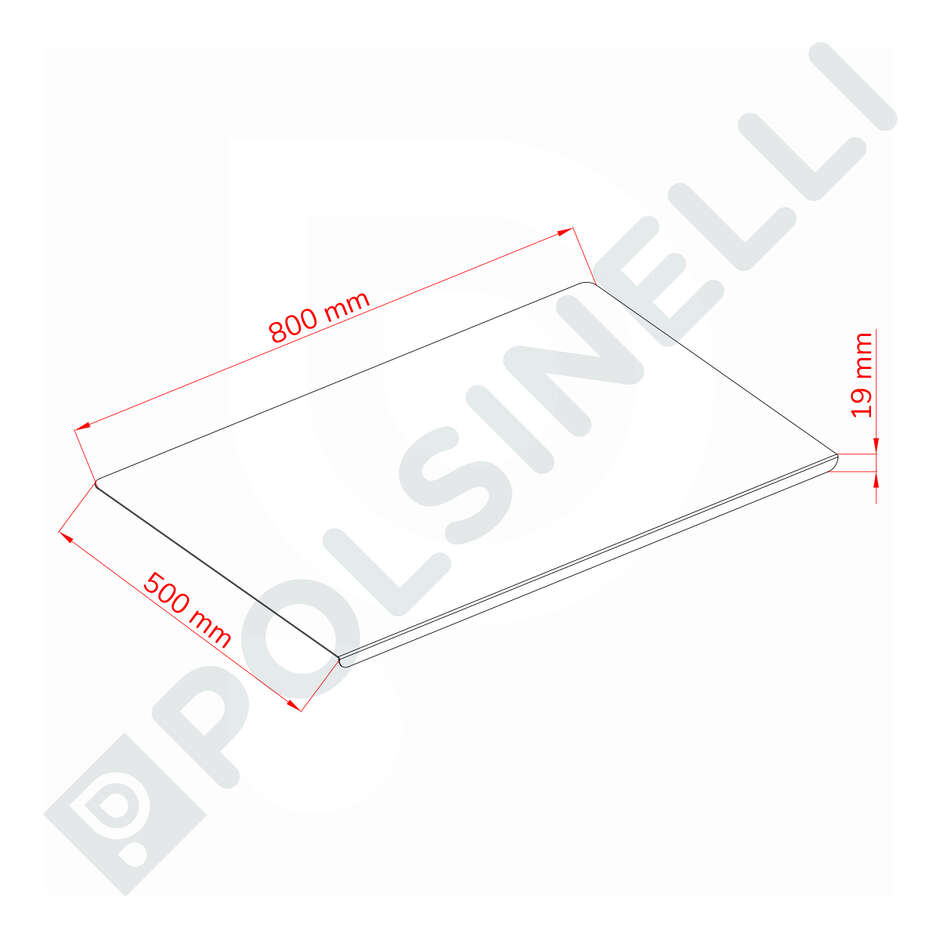 Spianatoia inox AISI 304 - 80x50 cm
