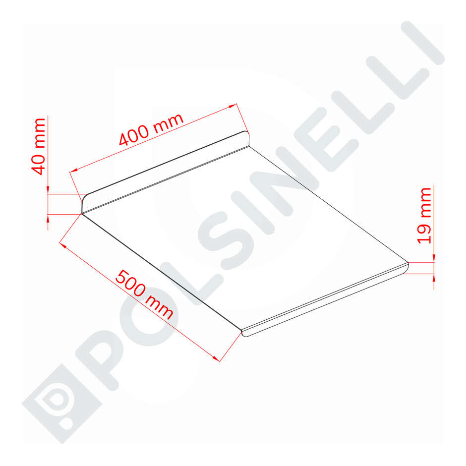 Spianatoia inox AISI 304 con alzatina - 40x50 cm
