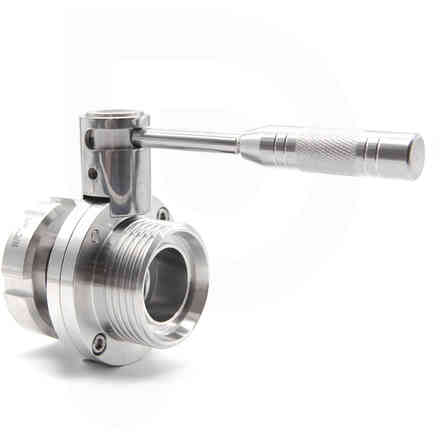Stainless steel butterfly valve DIN40 M with swivel DIN40 F