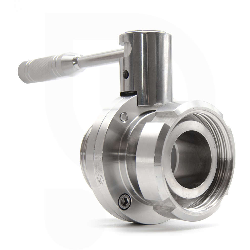 Stainless steel butterfly valve F DIN40 M with swivel