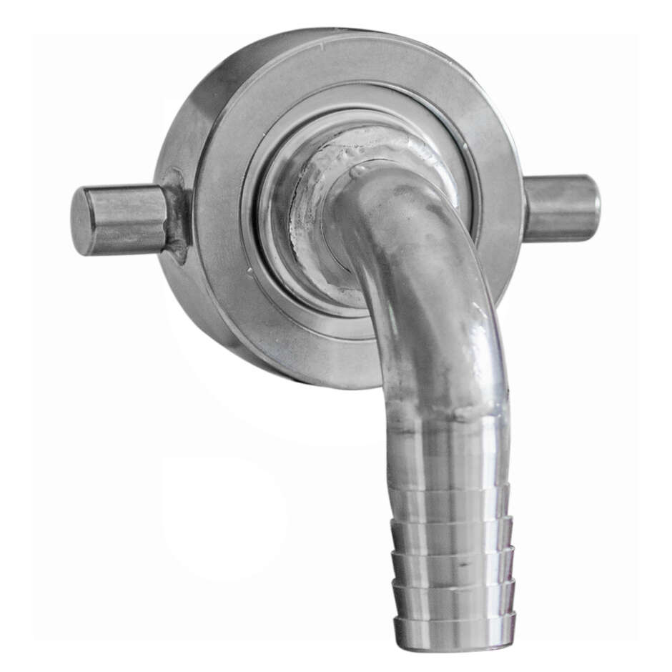 Stainless steel curved hose barb ENO 30 (Italian thread) PG 20