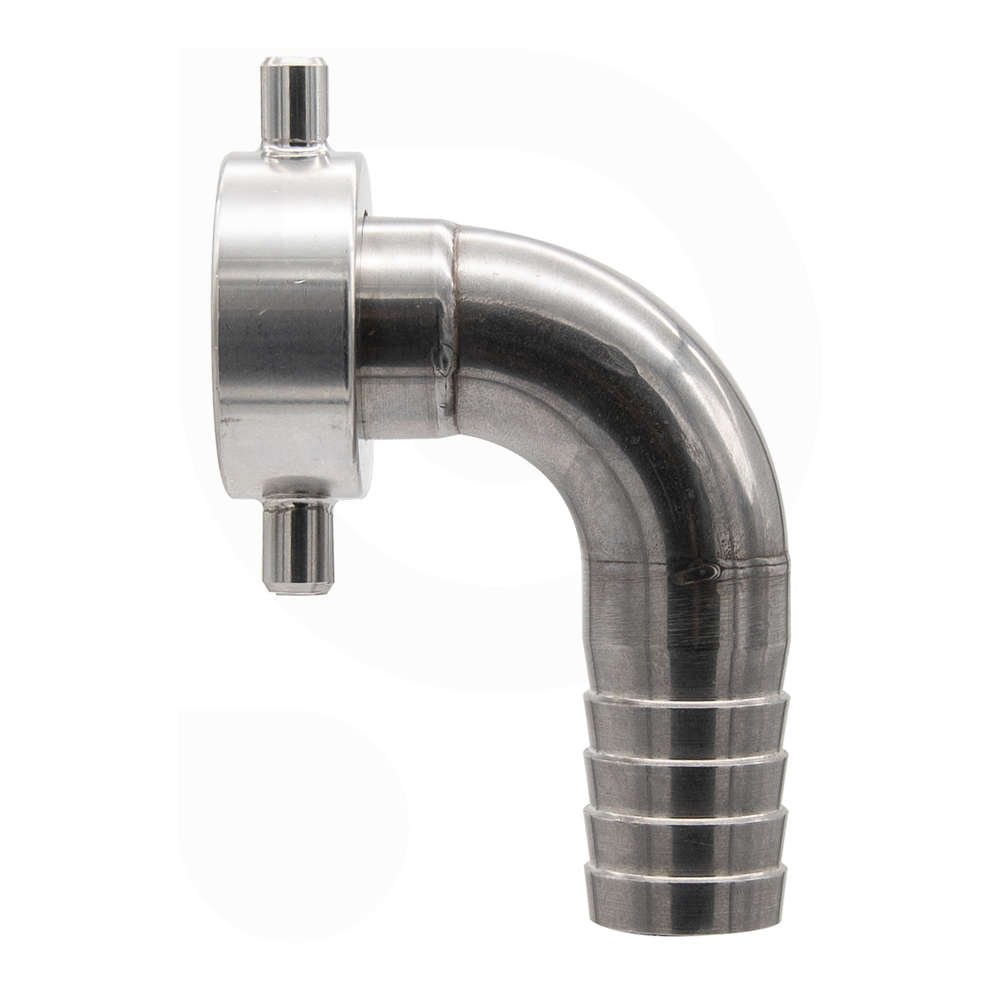 Stainless steel curved hose barb ENO 30 (Italian thread) PG 30