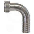 Stainless steel curved hose fitting with swivel 3/4"