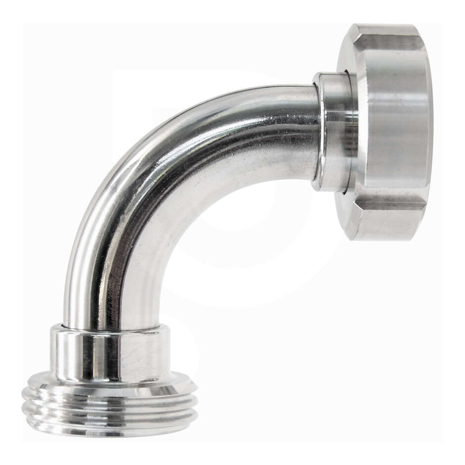 Stainless steel DIN 25 M curve with DIN 25 F swivel