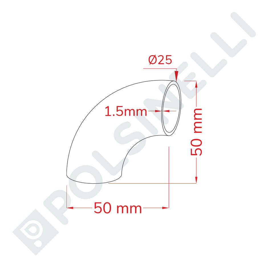 Stainless steel elbow 90° Ø25 buttweld