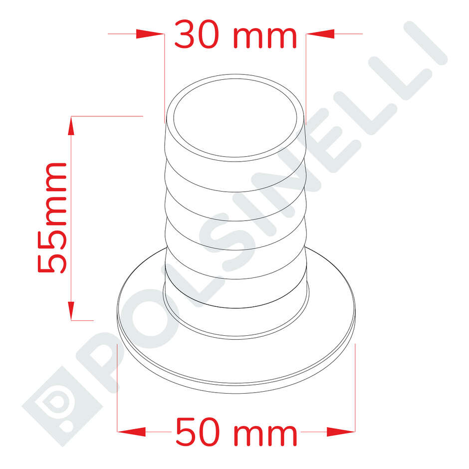 Edelstahl-Schlauchtülle CLAMP 1"1/2 PG30 