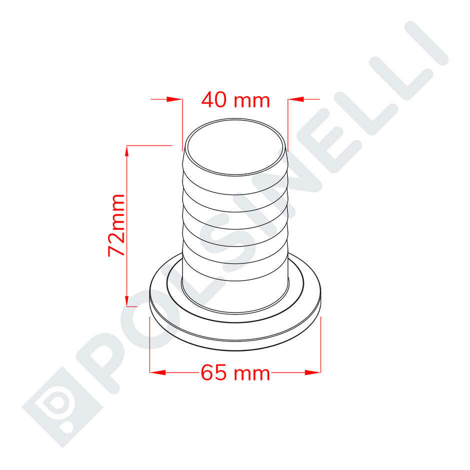 Stainless steel hose barb Garolla 40 PG 40