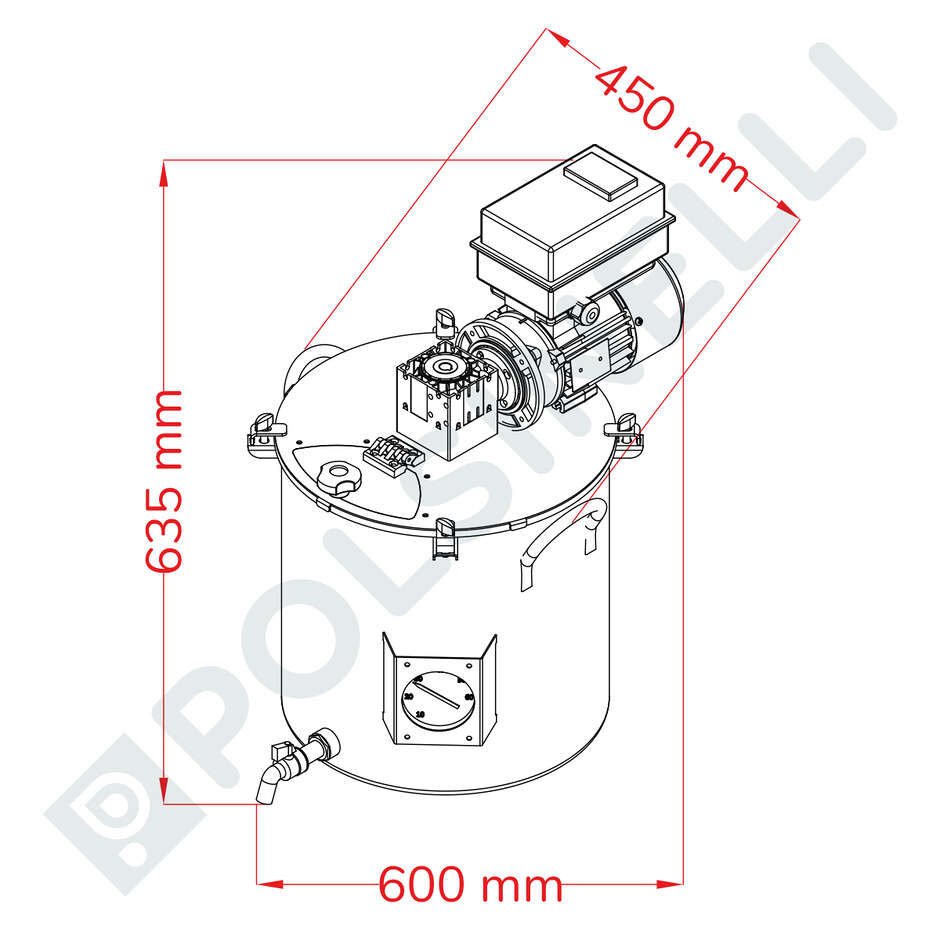 Stainless Steel Motorized Pot with Inverter - 35 L