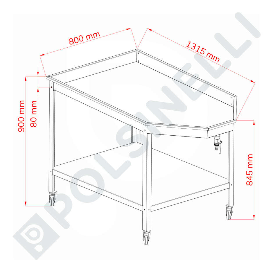 Stainless Steel Spreader Table 1200X800 with shelf Cheese | Polsinelli ...