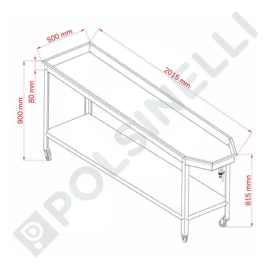Stainless Steel Spreader Table 2000X500 with shelf