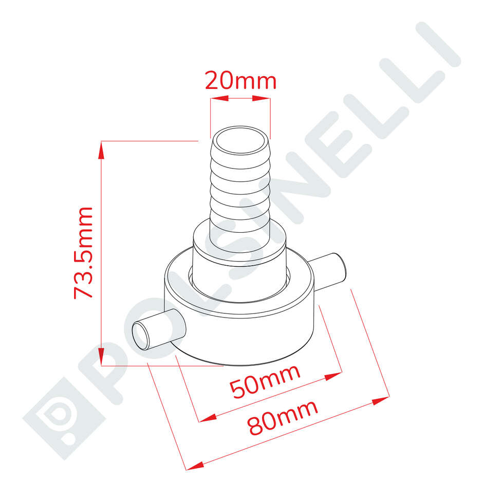 Stainless steel straight hose barb ENO 30 (Italian thread) PG 20