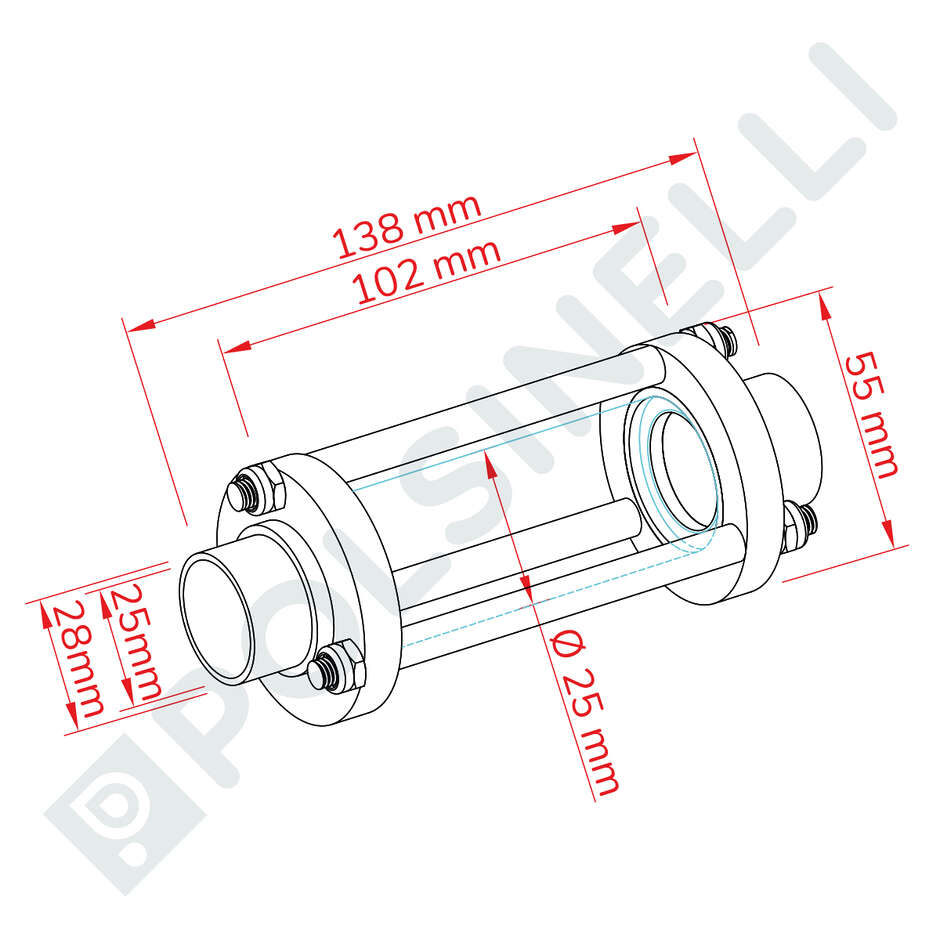 Stainless steel welding sight Ø 25 